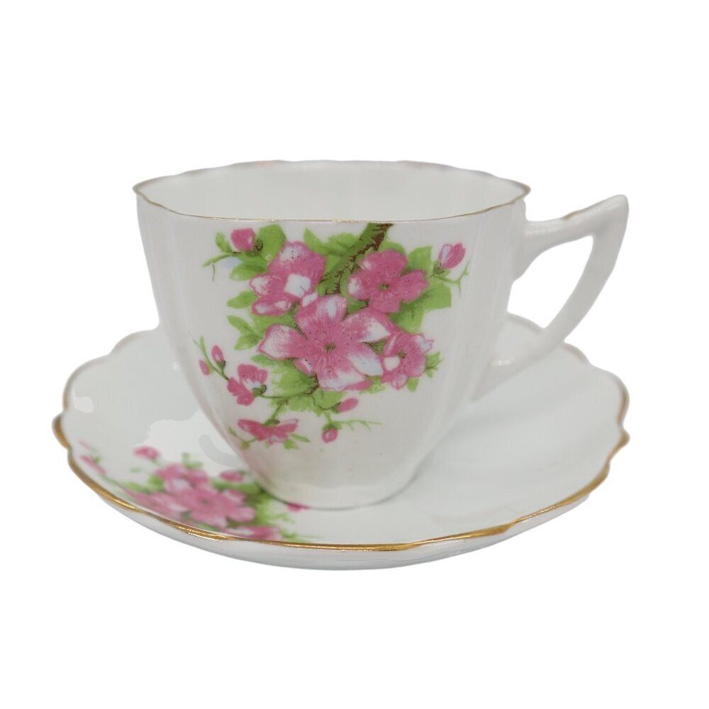 Tea Cup and Saucer Teacup Royal Victoria Bone China Teacup Set Floral Pink Flowe